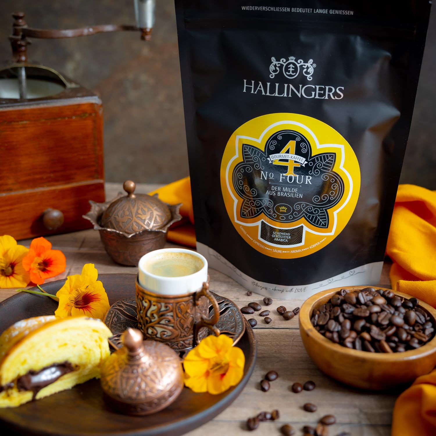 Hallingers Genuss Manufaktur Edel-Kaffee Geschenk-Set 10x No. Four langzeitgeröstet Brasilien