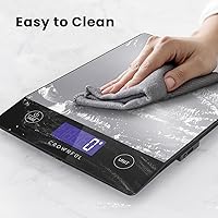 Vista 7 de CROWNFUL Báscula de alimentos, 33 libras, recargable, de acero inoxidable 304, báscula digital de cocina, gramos, onzas y onzas, con pantalla LCD