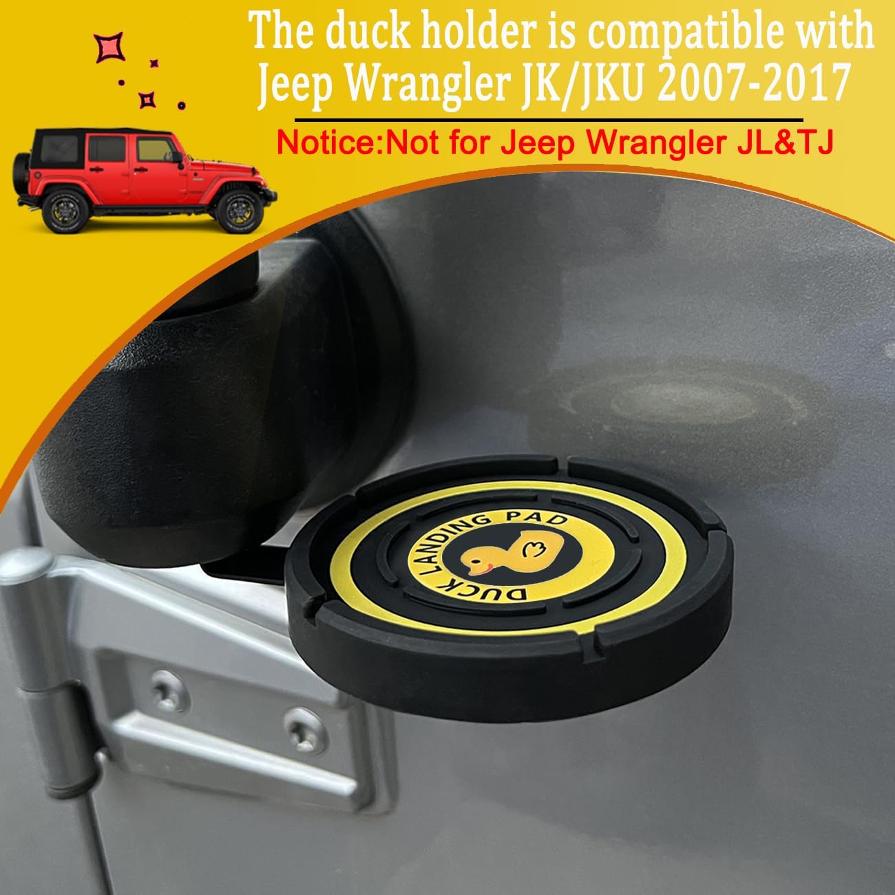 Duck Landing Pad,Duck Holder for Jeep Wrangler JK 2007-2017,Place Duck Here Holder for Jeep Wrangler, Black