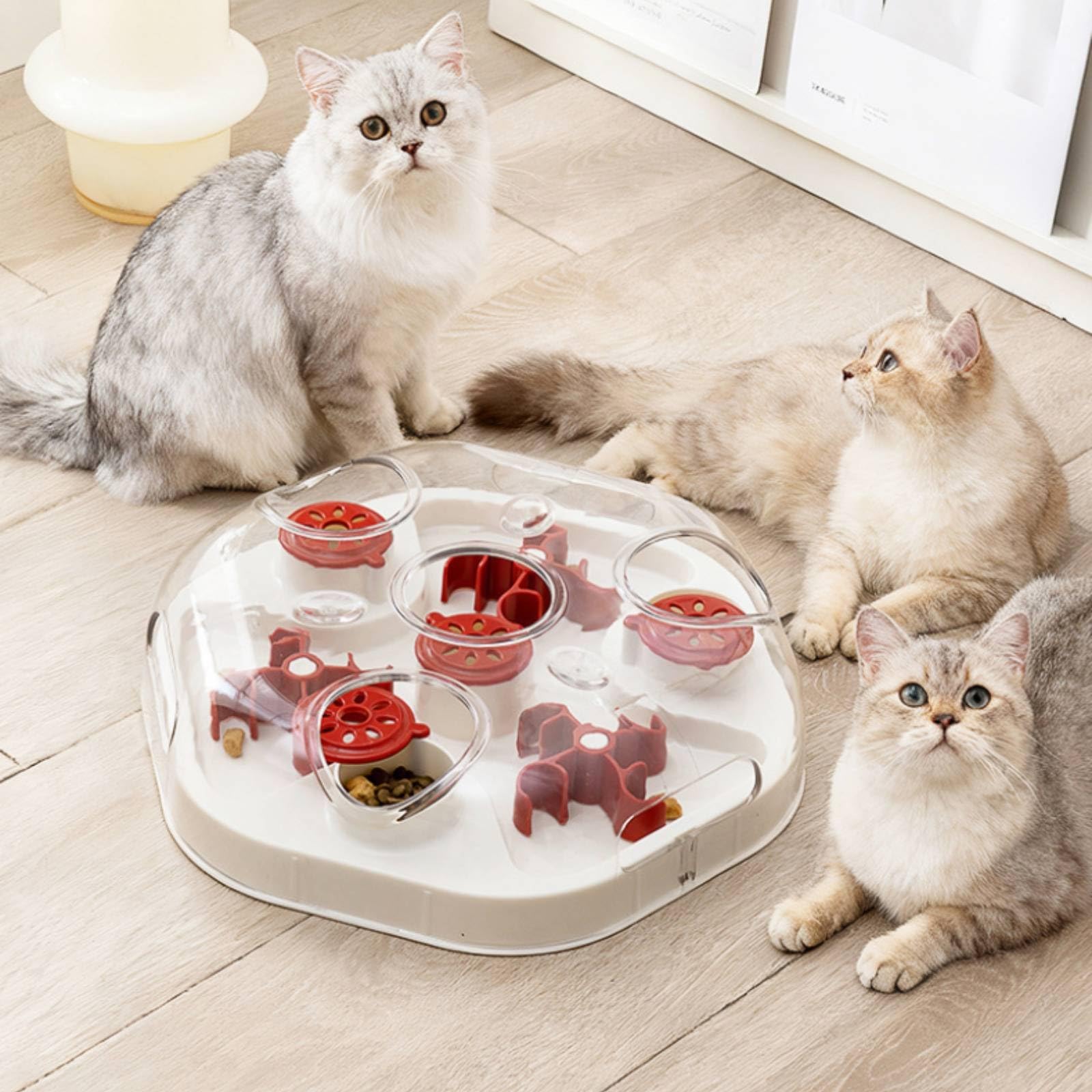 Mangiatoia Interattiva per Gatti Rompicapo Cibo Secco Dispenser Antingozzamento Gioco con Scomparti Materiale PET Facile da Pulire Adatta a Pasti, Verde, Giocattolo Per Gatti