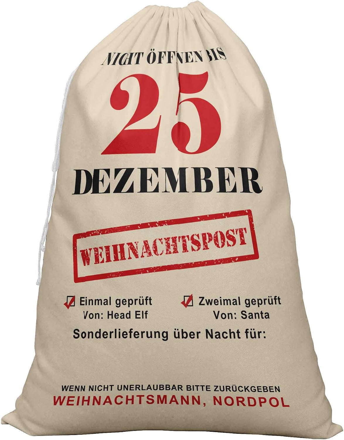 Printtoo Pack of 2 Drawstring Special Delivery Extra Large Size Christmas Sack Re-Usable Xmas Present Storage 27x20 Inch
