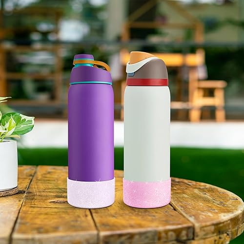 Vista 74 de 2PCS Silicone Water Bottle Boot for Owala 24oz 32oz 40oz, Anti-Slip Protective Sleeve Bottom Bumper Protector for FreeSip, Twist, and Flip Stainless