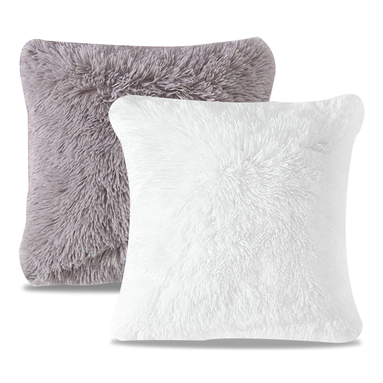FOSDICK Fluffy Cushion Covers set of 2, 43x43 Sofa Cushion Covers with Zipper, Square Throw Pillow Cover