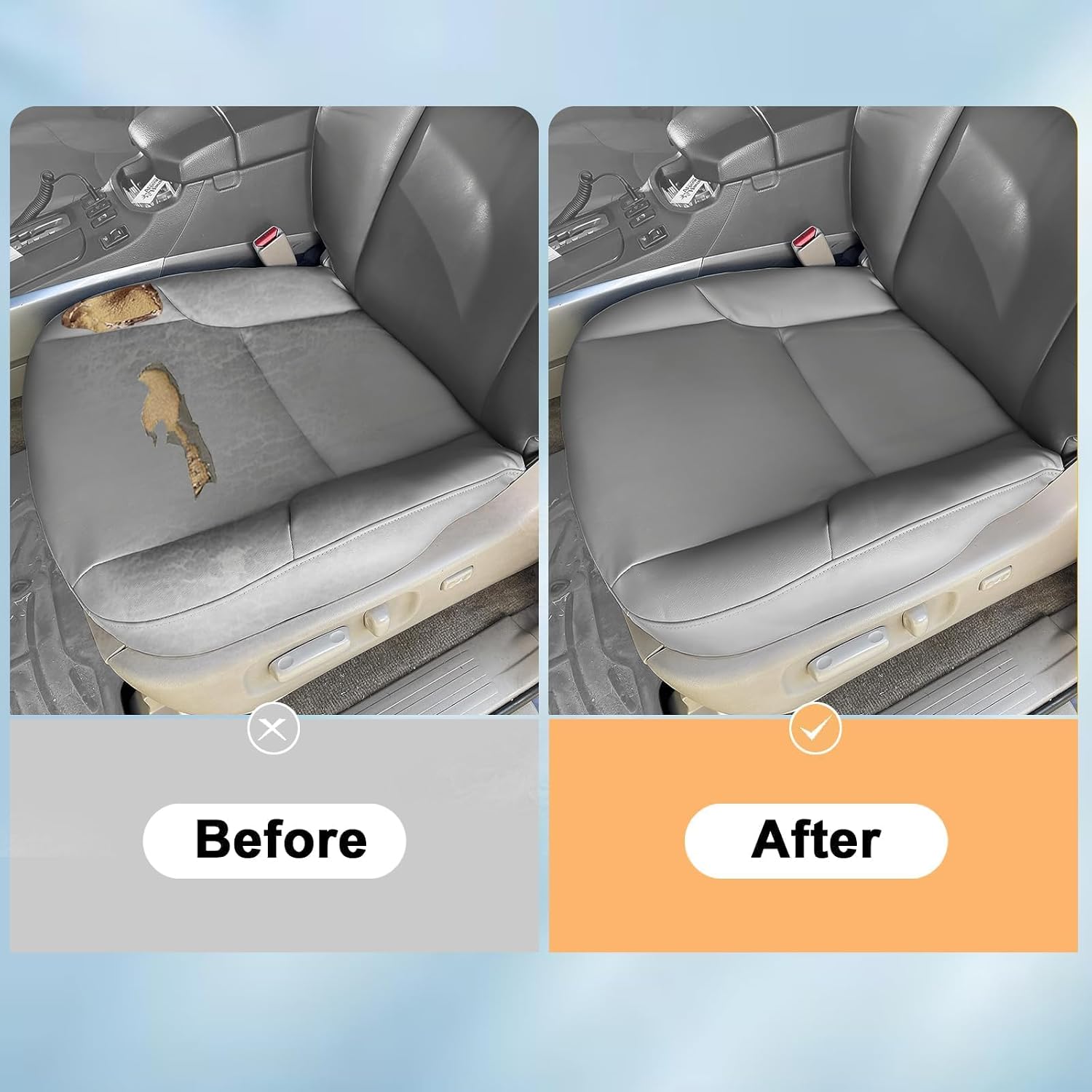 SecosAutoparts Driver Side Bottom Leather Replacement Seat Cover Medium Gray Compatible with Toyota 4Runner 2003 2004 2005 2006 2007 2008 2009