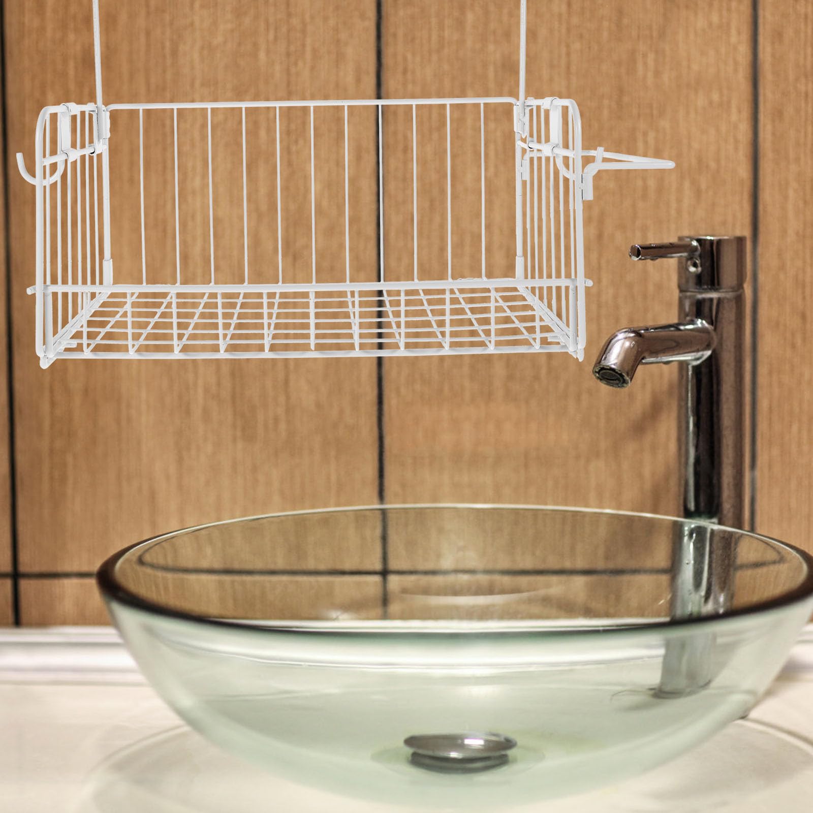 Mensola per Doccia in Acciaio al Carbonio Bianco Grande capacità e Design Pratico per Accessori Bagno, Cestino Sospeso Pieghevole per Organizzare Bagno