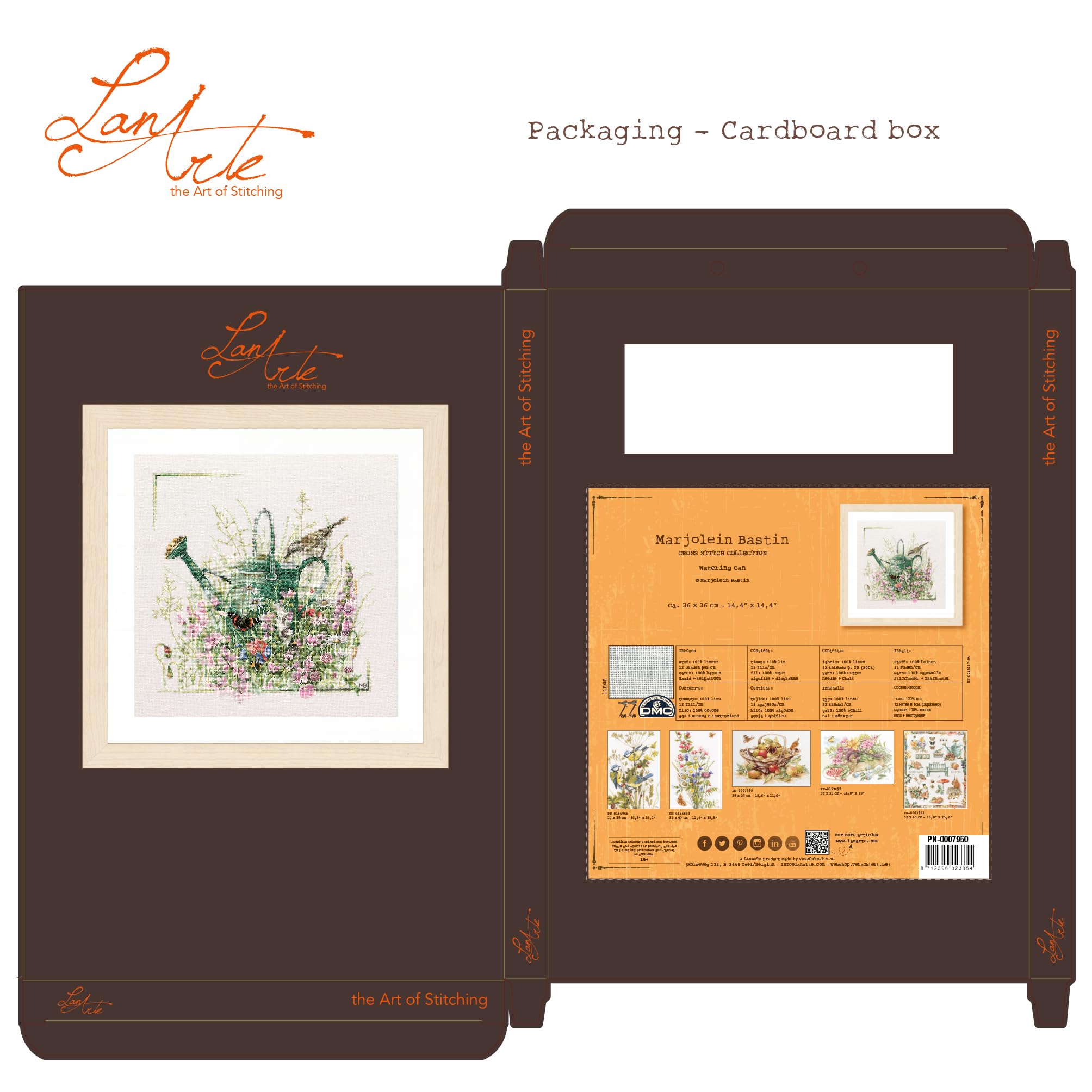 Lanarte Kreuzstich Stickpackungen Gezählter Kreuzstichbilder Set GIESSKANNE Wanddekoration Handarbeit Set für Erwachsene ca. 36 x 36 cm DIY Deko Bastelset Handwerker Kreative Geschenkset