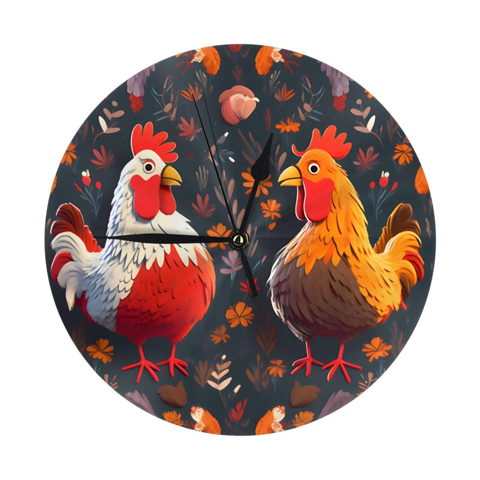 Horloge ronde décoration salon coq rustique pour une ambiance de ferme