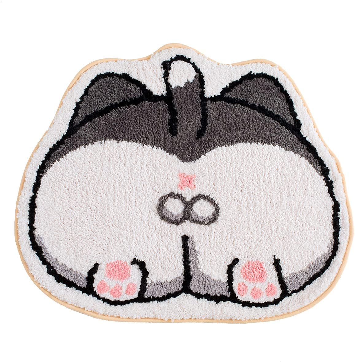 Tyrafry Funny Bathroom Rug, Cartoon Bath Rug, Anti Slip Water Absorption Easy Care Bath Rug for Kitchen, Bathroom and Bedroom, 19.6 x 23.6 Inches, Cat