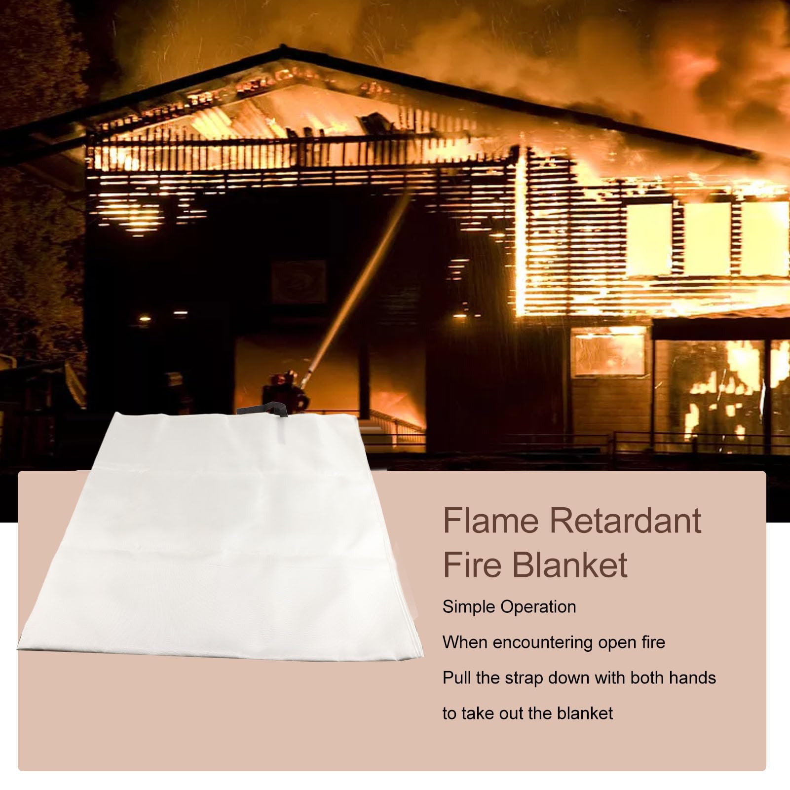Welding Blanket Fireproof, Fire Blanket Flame Retardant Fabric Fiberglass Fabric, Flame Retardant Safety Blanket, Reinforced Handle Design, for Emergency Fire Extinguishing
