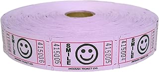 INDIANA TICKET CO. 2000 Raffle Tickets, Smile, Purple, Single Roll, Tickets for Events, Entry, Classroom Reward, Fundraiser & Prizes (1 of 8 Colors)