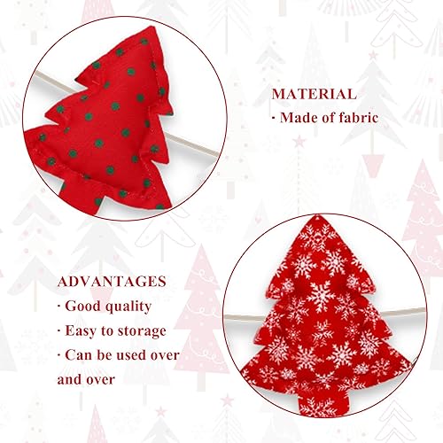 Miniatura 3 de Whaline Cartel de tela para árbol de Navidad, diseño de copos de nieve en 3D, guirnalda de árbol de Navidad, guirnalda roja y verde para Navidad,
