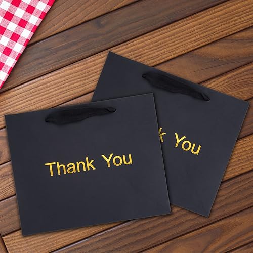 Miniatura 9 de 50 bolsas pequeñas a rayas negras de 5.25 x 3.25 x 8 pulgadas + 25 bolsas pequeñas de regalo de agradecimiento de 8.6 x 3.9 x 7 pulgadas