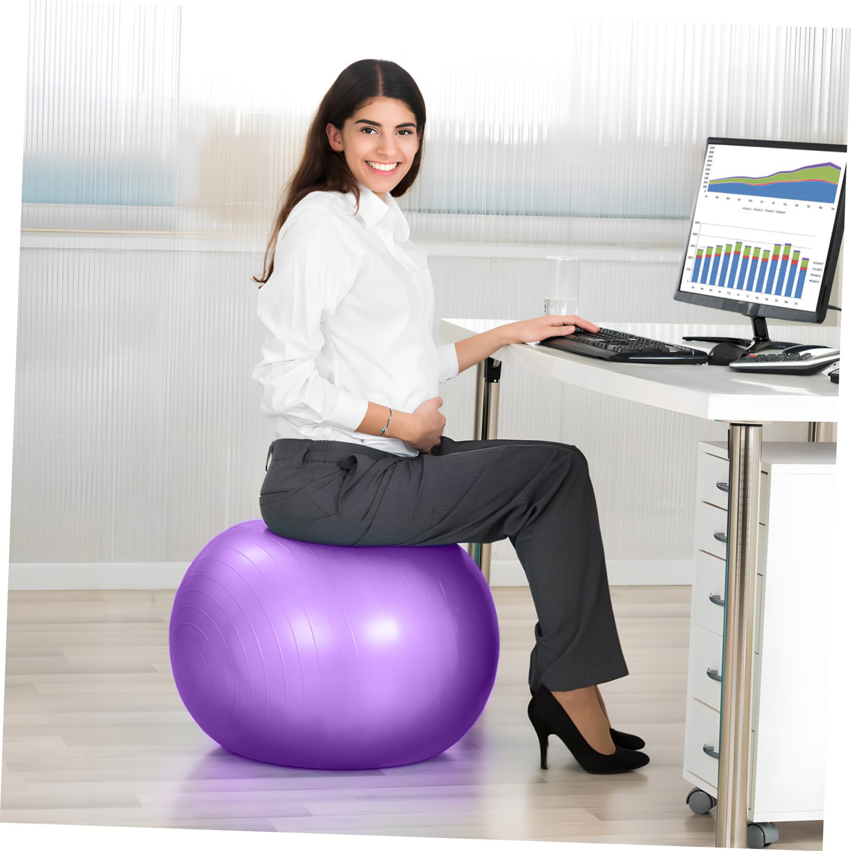 Pelota de Yoga Ejercicio Pelota de Estabilidad para Pilates con Inflador para Gimnasio y Hogar Reutilizable