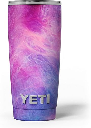 Nubes de humo rosa y azul, kit de envoltura de vinilo compatible con vasos enfriadores Yeti Rambler