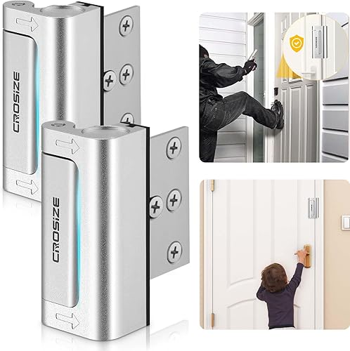 Paquete de 2 cerraduras de seguridad para puerta para el hogar, cerradura de refuerzo de puerta de metal, 3 pulgadas, soporta 1000 libras de impacto