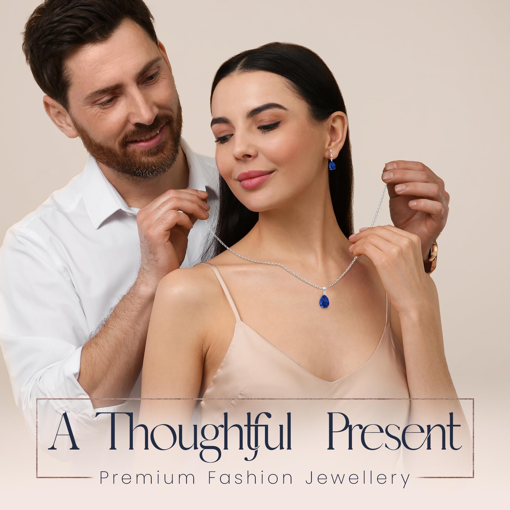 Crystalline Azuria Parures Lacrime per Donne Nozze Sposa Gioielleria Parure Con Collana e Orecchino Zirconia Damigella D'onore Gioielleria