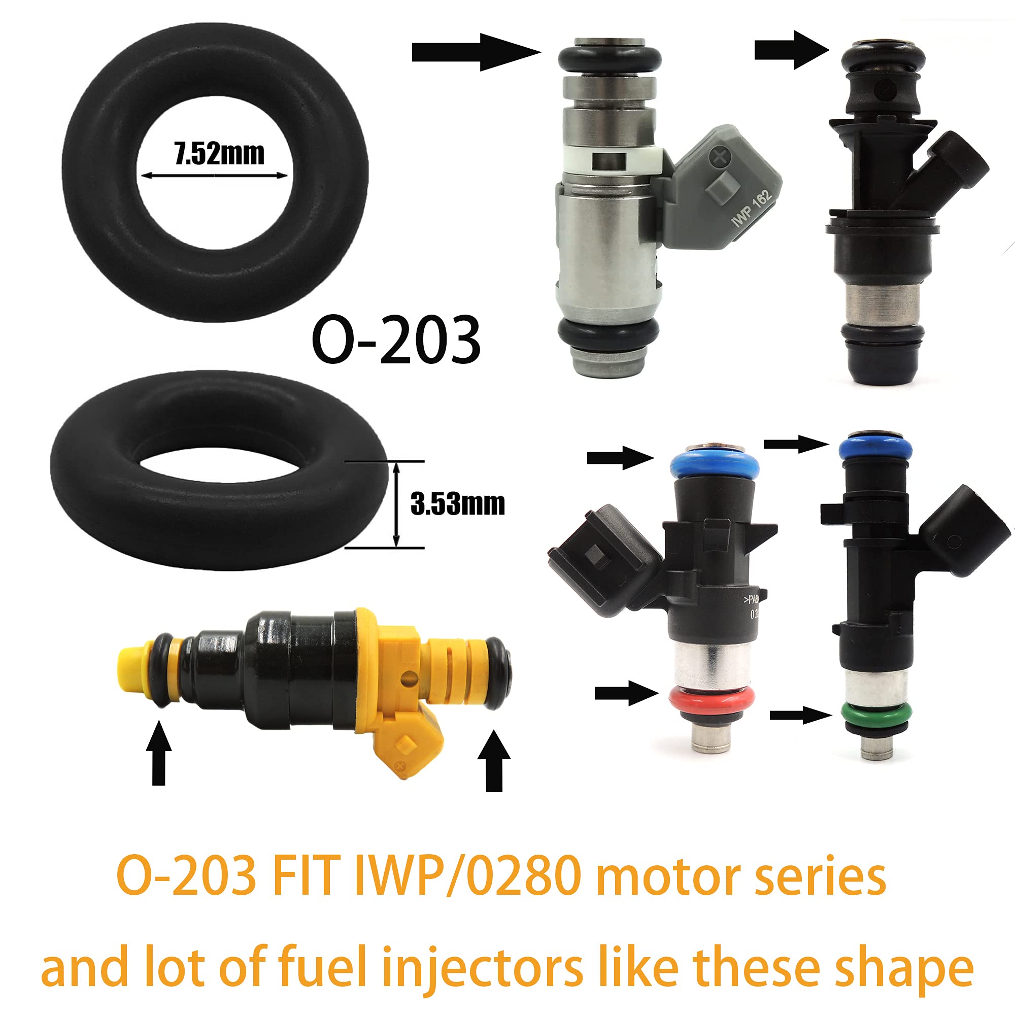 Viton Fuel Injector O-Ring Kit – 100 Pack, Size 7.52mm ID X 3.53mm Thick