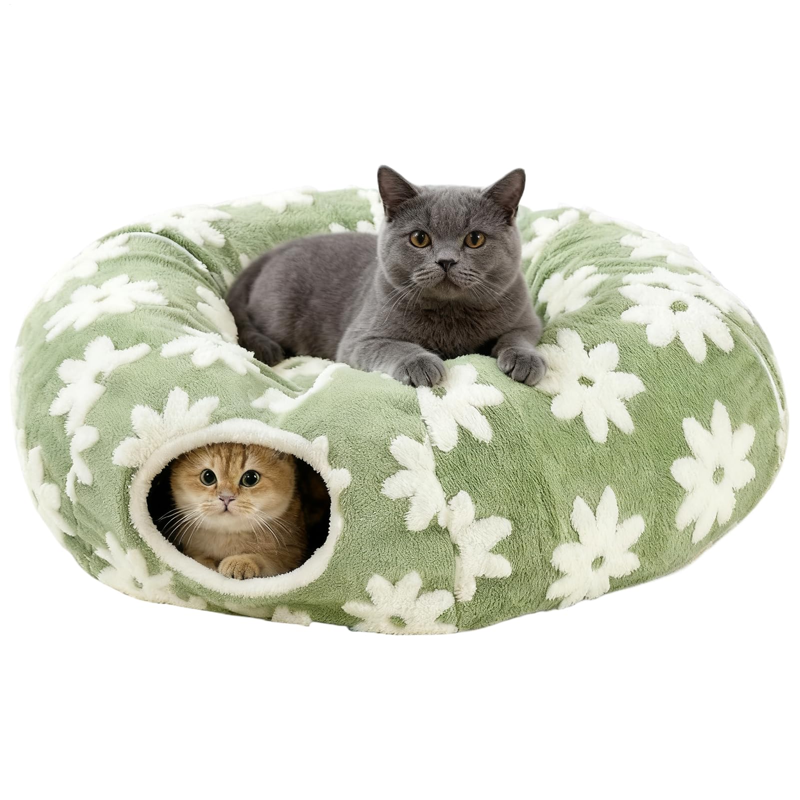 Tunnel de Lit pour Chat Lavable Avec Tubes Interactifs À Balle | Jouet Tunnel Pour Chat Interactif Avec Design Grattage Mâchonnement Intérieur Extérieur Lapin Chiot