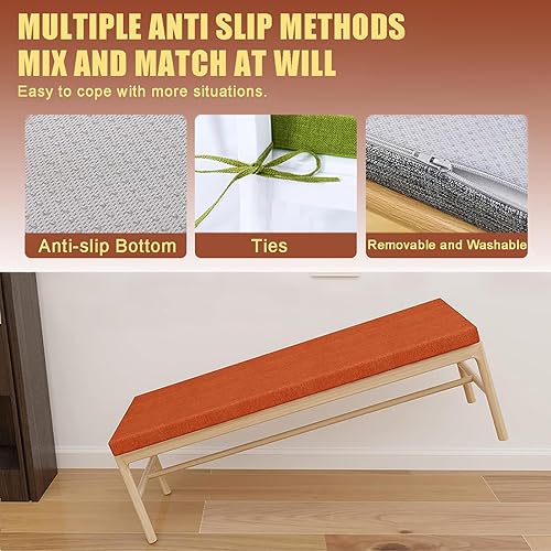 Miniatura 4 de Cojín de banco de tamaño personalizado, almohadillas de banco antideslizantes de tamaño personalizado, cojín de ventana de bahía para interiores,