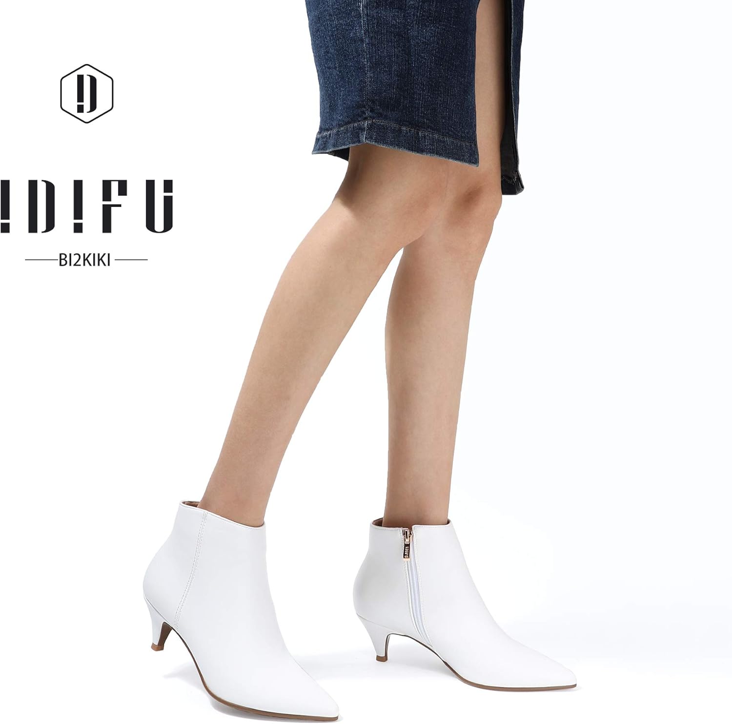 IDIFU Women Booties Low Kitten Heel Ankle Boots Pointed Toe Short Boots Dress Sexy Shoes - Image 2