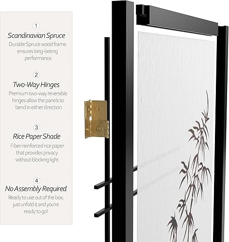 Miniatura 23 de Oriental Furniture - Pantalla Shoji para árbol de bambú de 7 pies de alto, color miel, 6 paneles Miel,Natural,Negro