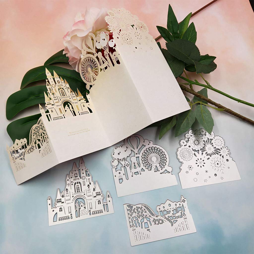 Fustella Metallica Per Scrapbooking, Motivo Castello Con Persone, 5,8x10 Cm, In Acciaio Al Carbonio, Per Biglietti E Album Fai Da Te