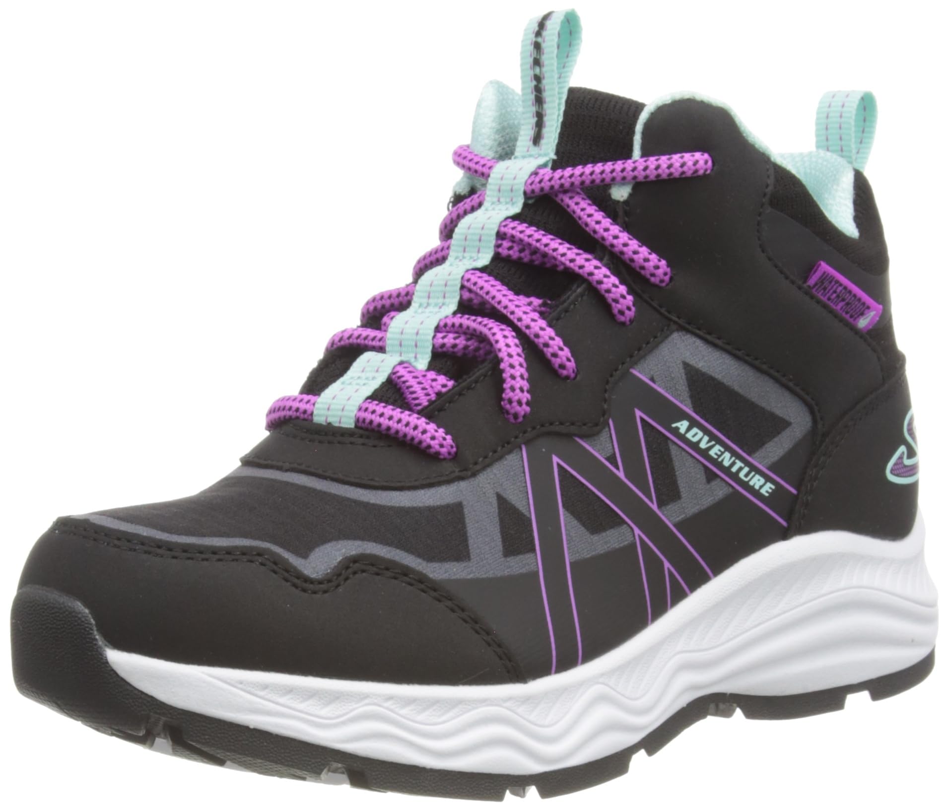 Skechers Adventure Blitz Fun Pursuit, Botas de Senderismo Niñas, Black Pu/ Turquoise Trim, 27 EU