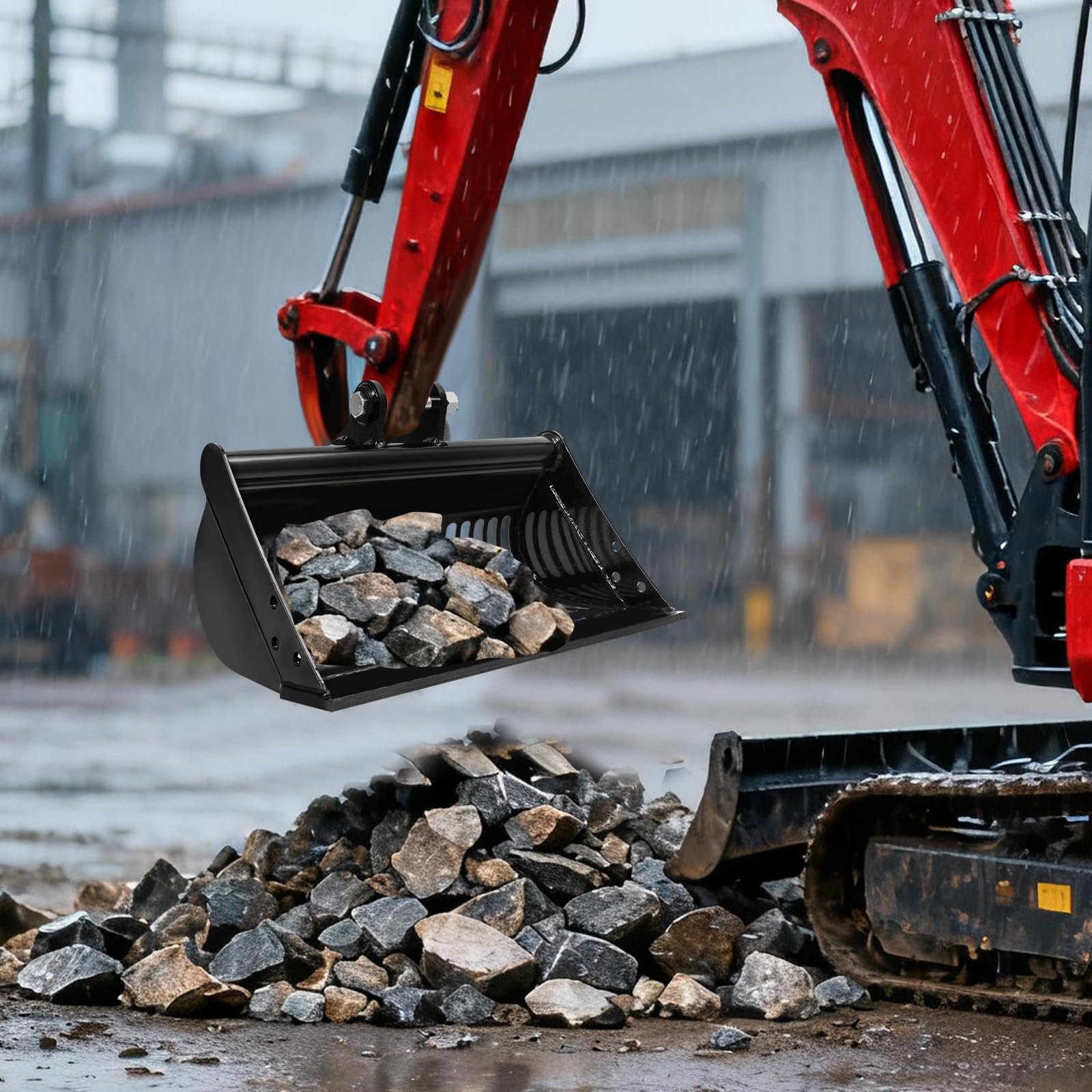60cm Baggerlöffel, Minibagger Löffel, Metall Grabenbagger für 800-2000 kg Minibagger, Tieflöffel Baggerschaufel, für Bauarbeiten, Landwirtschaft (60cm)