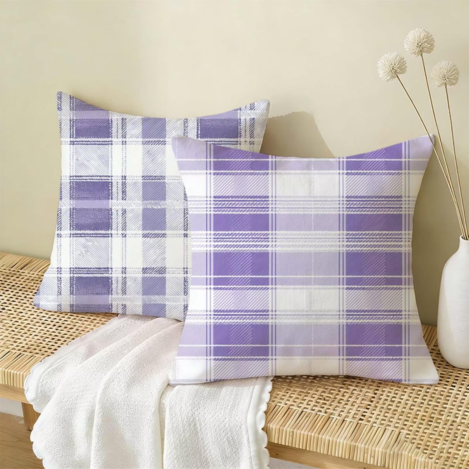 Housse Coussin 80x80CM Violet Lot de 2,Géométrie Housse de Coussin Lin,Doux Confort Taies d'oreiller Imperméable Extérieur,Fermeture Éclair,Lavable en Machine,Canapé,Chambre,Fauteuil,Cadeaux X-682