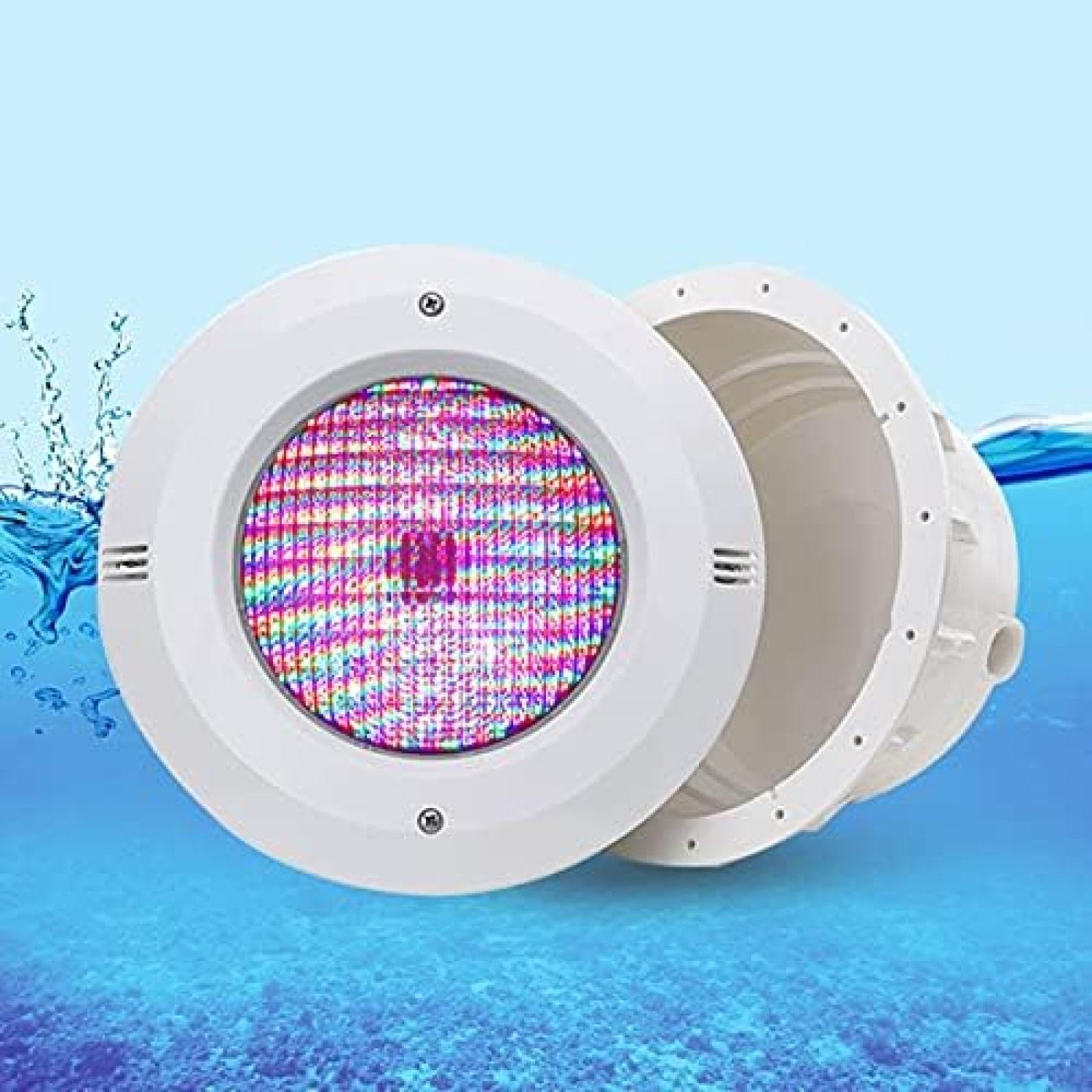 Faretto da Piscina A LED con Nicchia in ABS, Faretto PAR56 12V AC Lampadine A LED IP68 Lampada Subacquea da Incasso Impermeabile per Piscina,RGB,15W,HaoAMZ