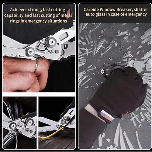 Miniatura 5 de HGEBNM Tijeras de trauma, tijeras de emergencia con cortador de correa y rompecristales, tijeras plegables de acero inoxidable para herramientas de