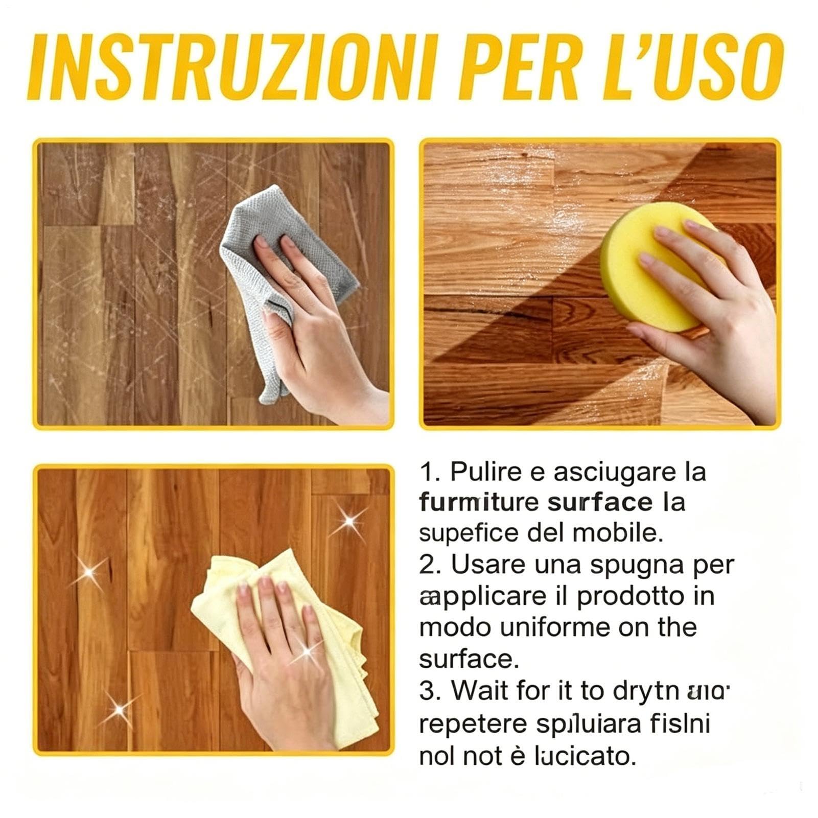 Bee's Wax Agente Lucidante Per Mobili 2pcs 100ml Con Spugna