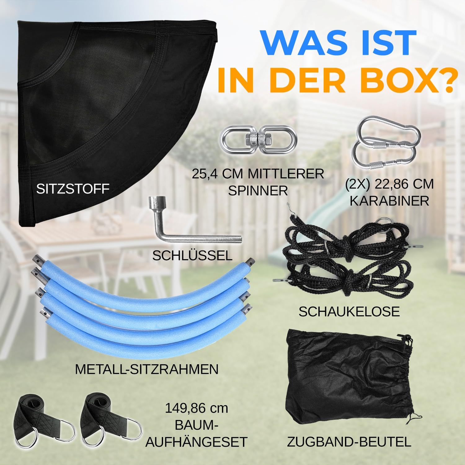 SereneLife Nestschaukel Indoor Outdoor, 100 cm Kinder Schaukel, bis 270 kg belastbar, Baumschaukel für Garten, Kinder & Erwachsene, Schwarz