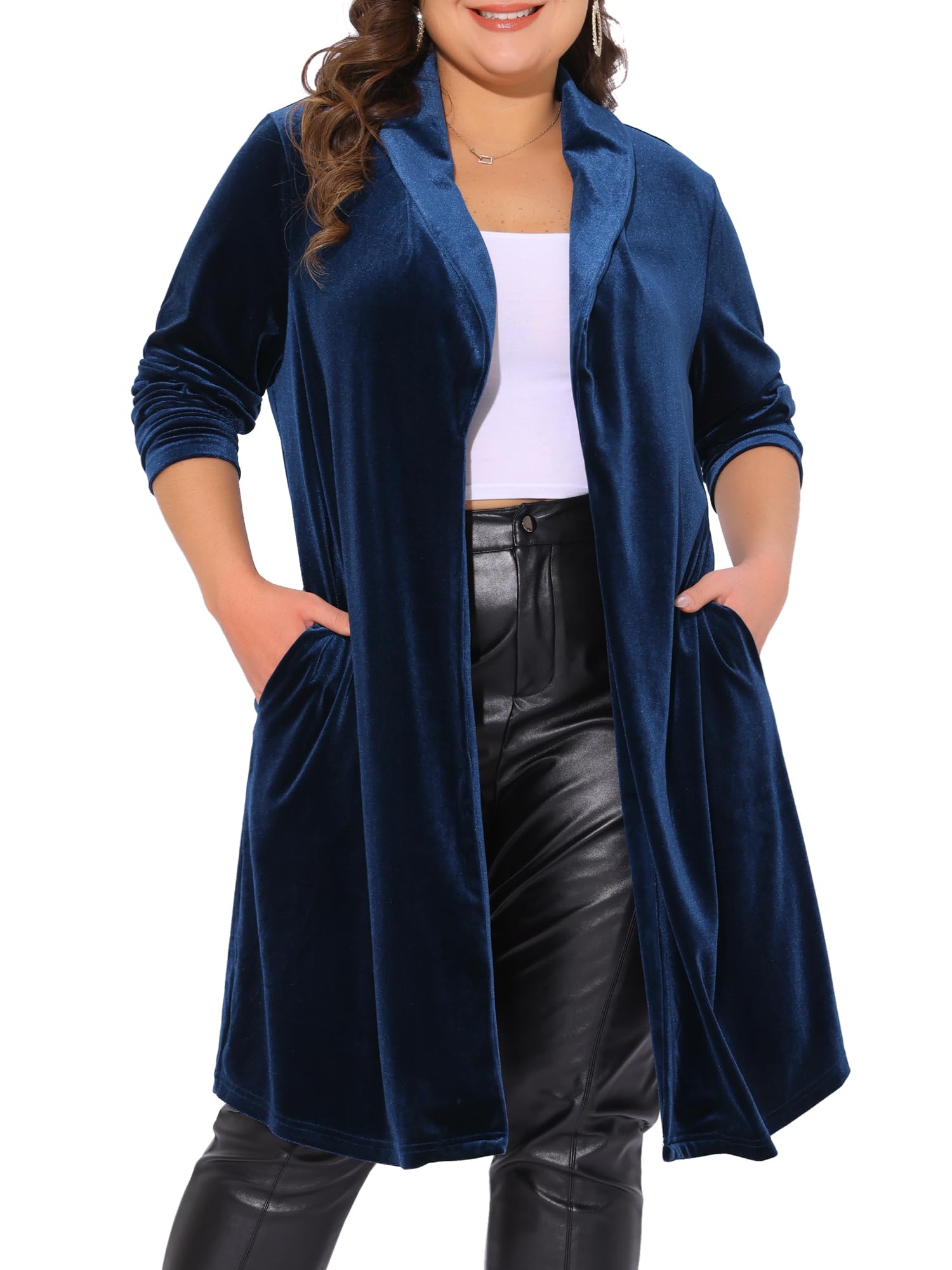Agnes Orinda Plus Size Velvet Blazers Jackets for Women Casual Lapel Suit Office Work Blazer