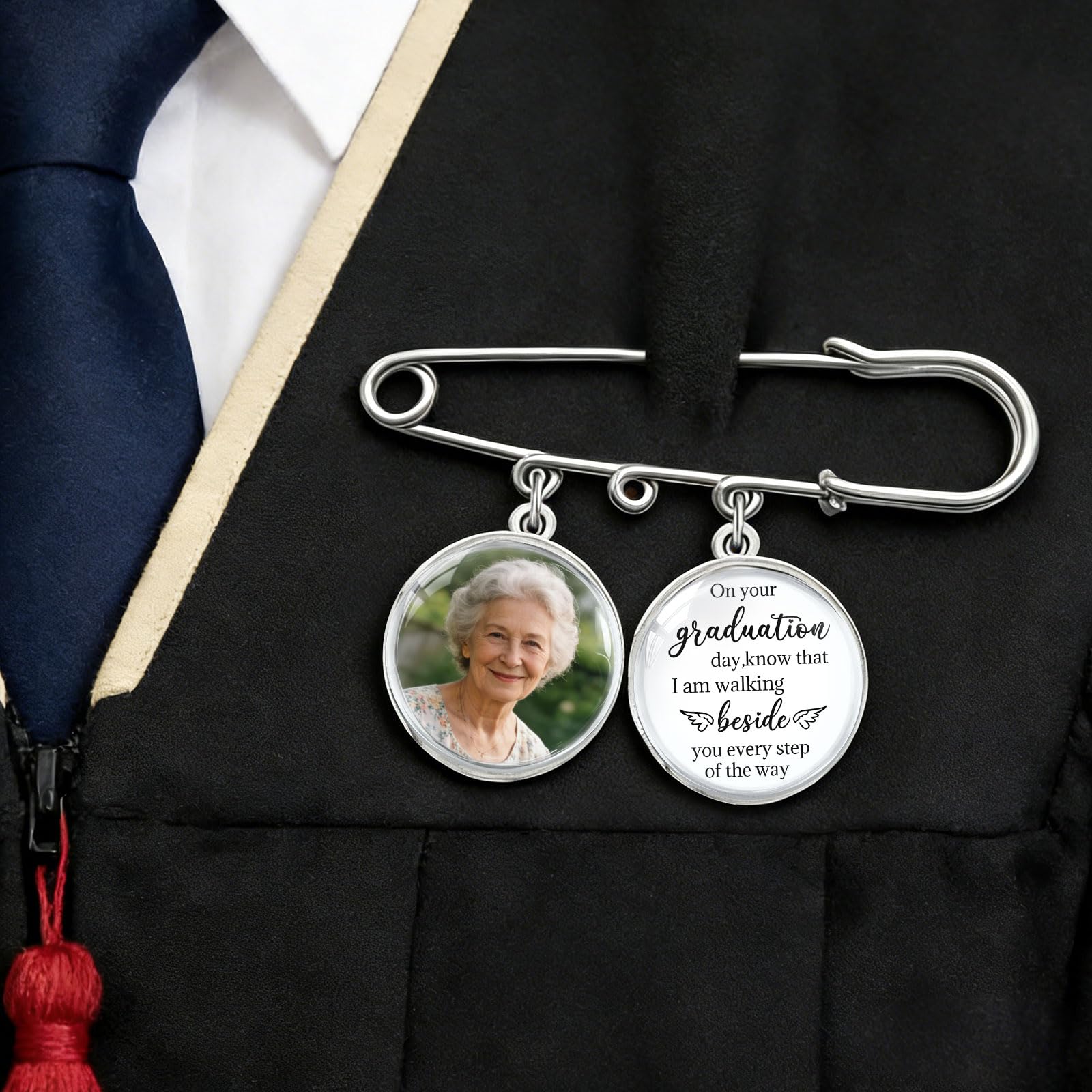 Custom Graduation Tassel Brooches Pins with Memorial Photo Texts Charm,Personalized Memorial Cap Accessory 2026 - 3