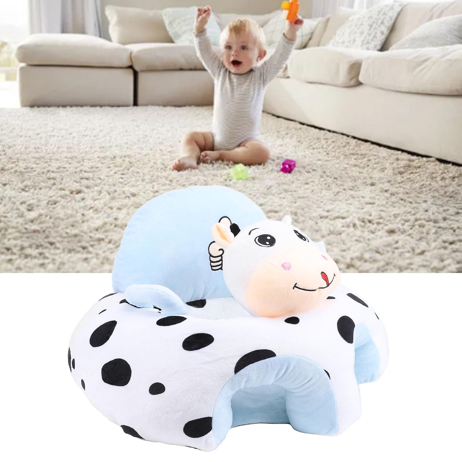 Sedile di Supporto per Neonati Sedia da Apprendimento in Peluche Super Morbido con Maniglie Comoda Seduta a Casa