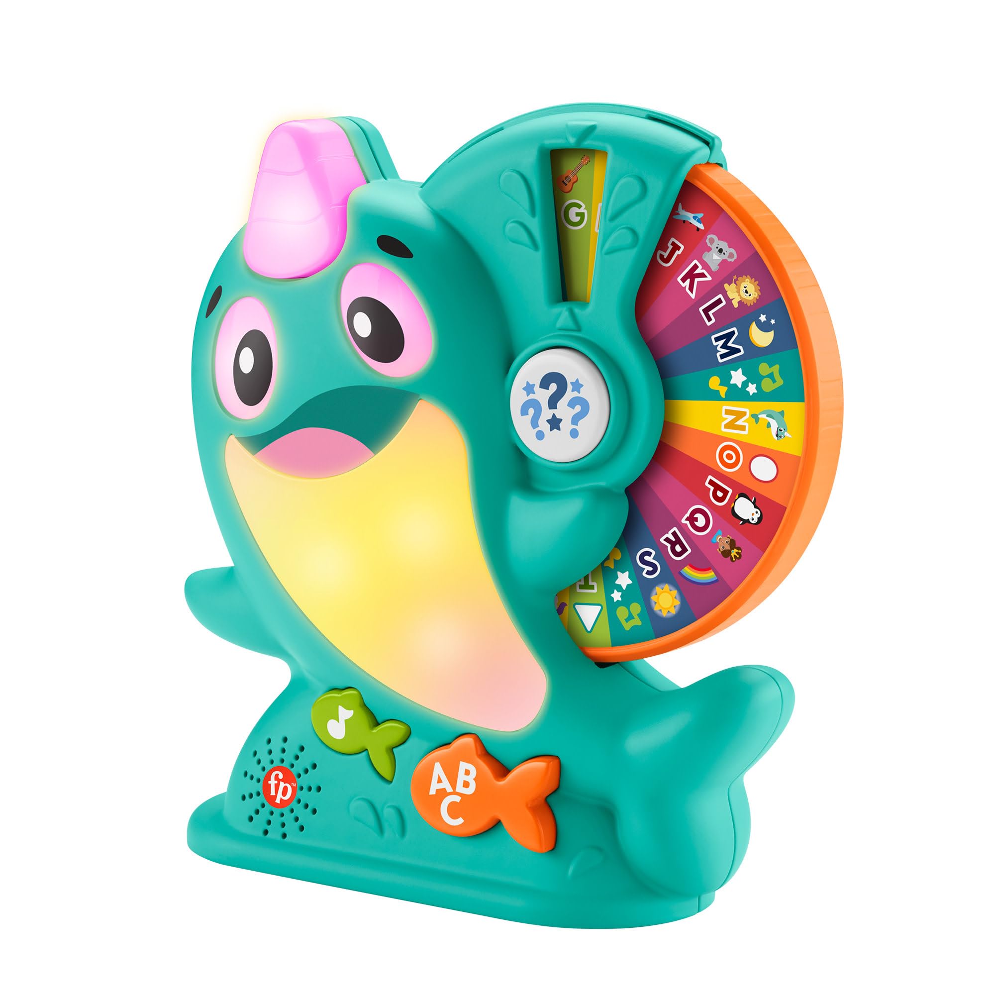 Fisher-Price Jouet Linkimals Solal Le Narval - Jeu Interactif pour Bébé 18 Mois et Plus - Jouet Educatif Musical et Lumineux pour Apprendre Les Chiffres et Les Lettres - Version Française, HRC56