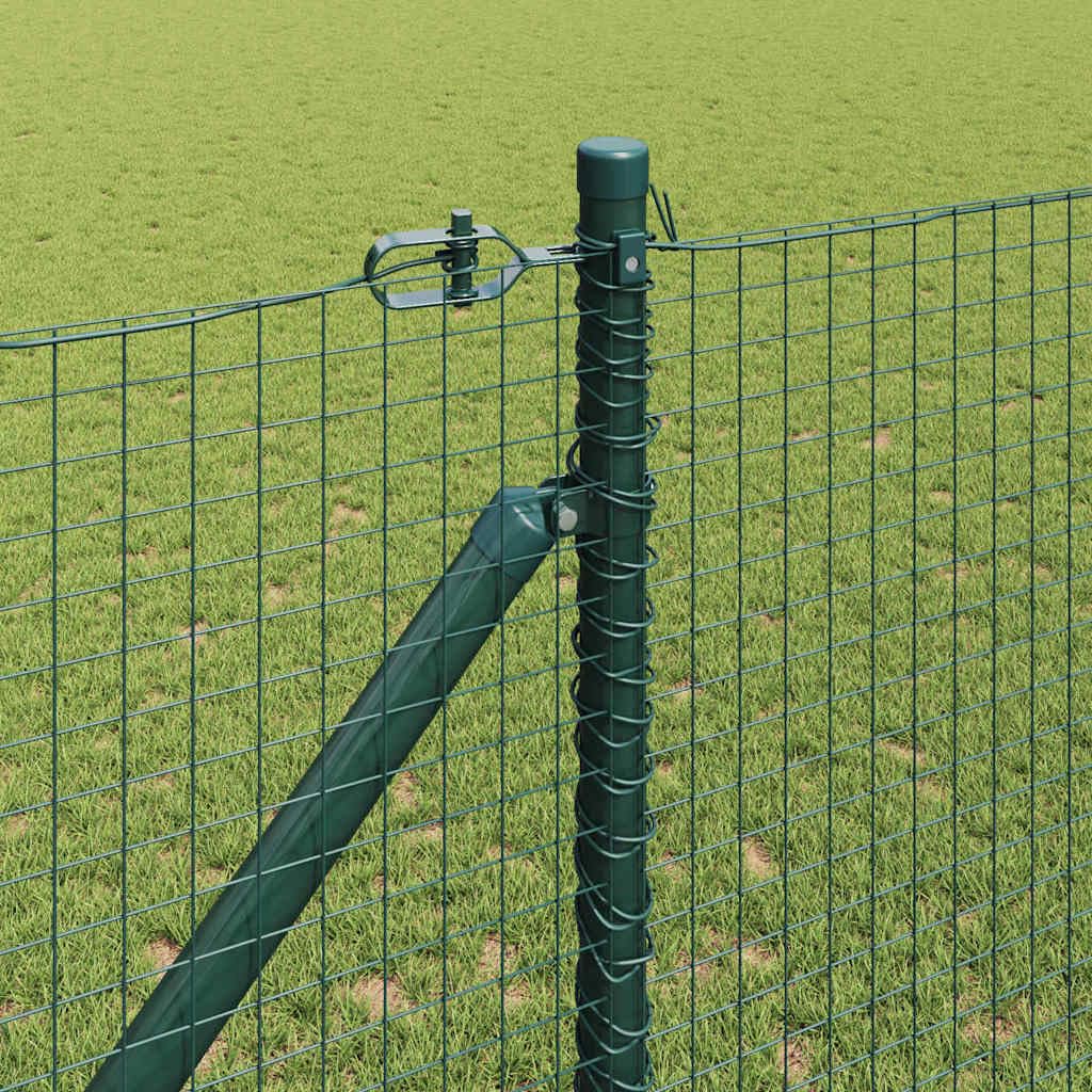 Juego de valla de jardín de acero PVC verde 500 x 100 cm, malla de 25 mm, diseño moderno, postes de montaje robustos para terraza, balcón y camping