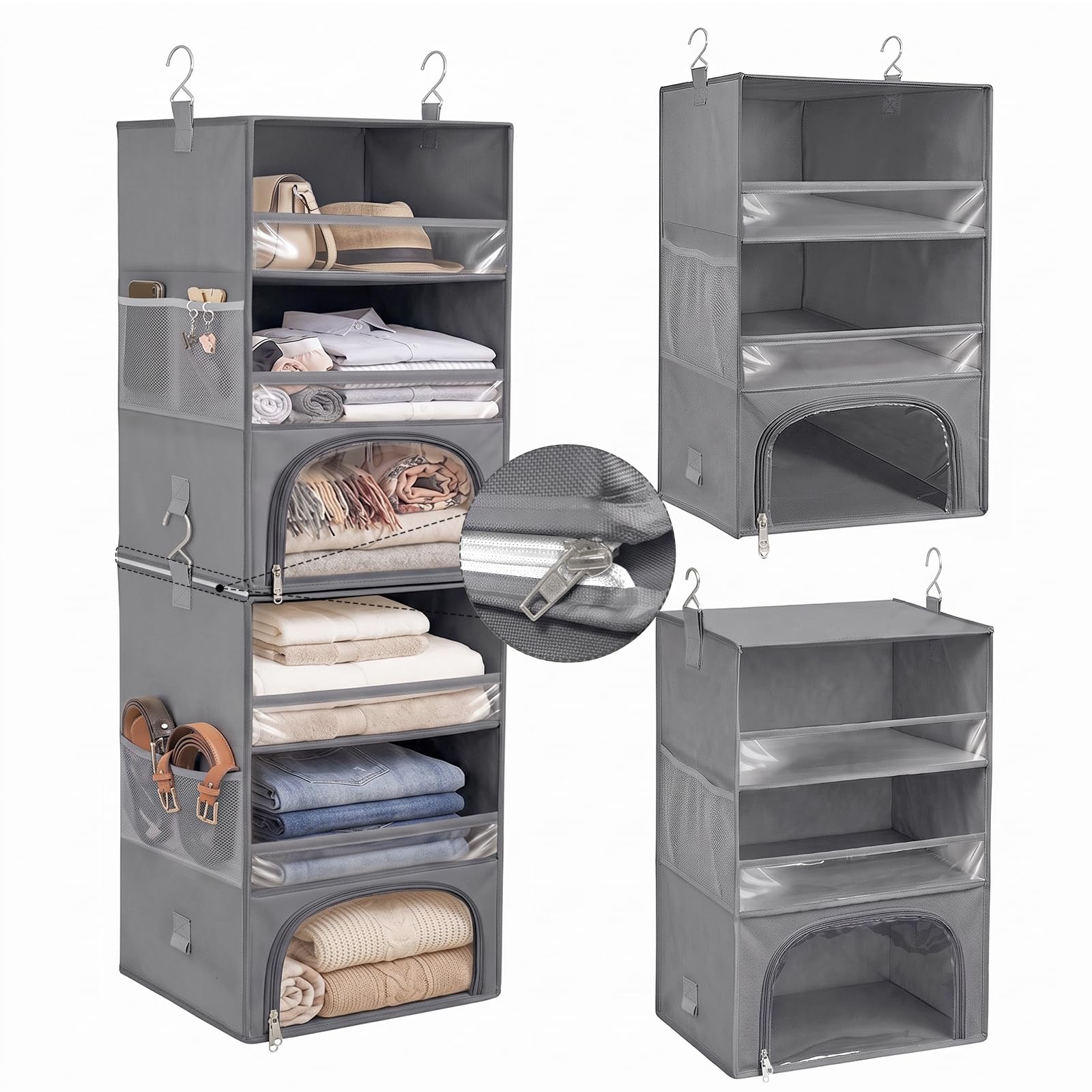 Hanging Closet Organizer for Dorms &amp; RVs, 2-in-1 Dust-Proof