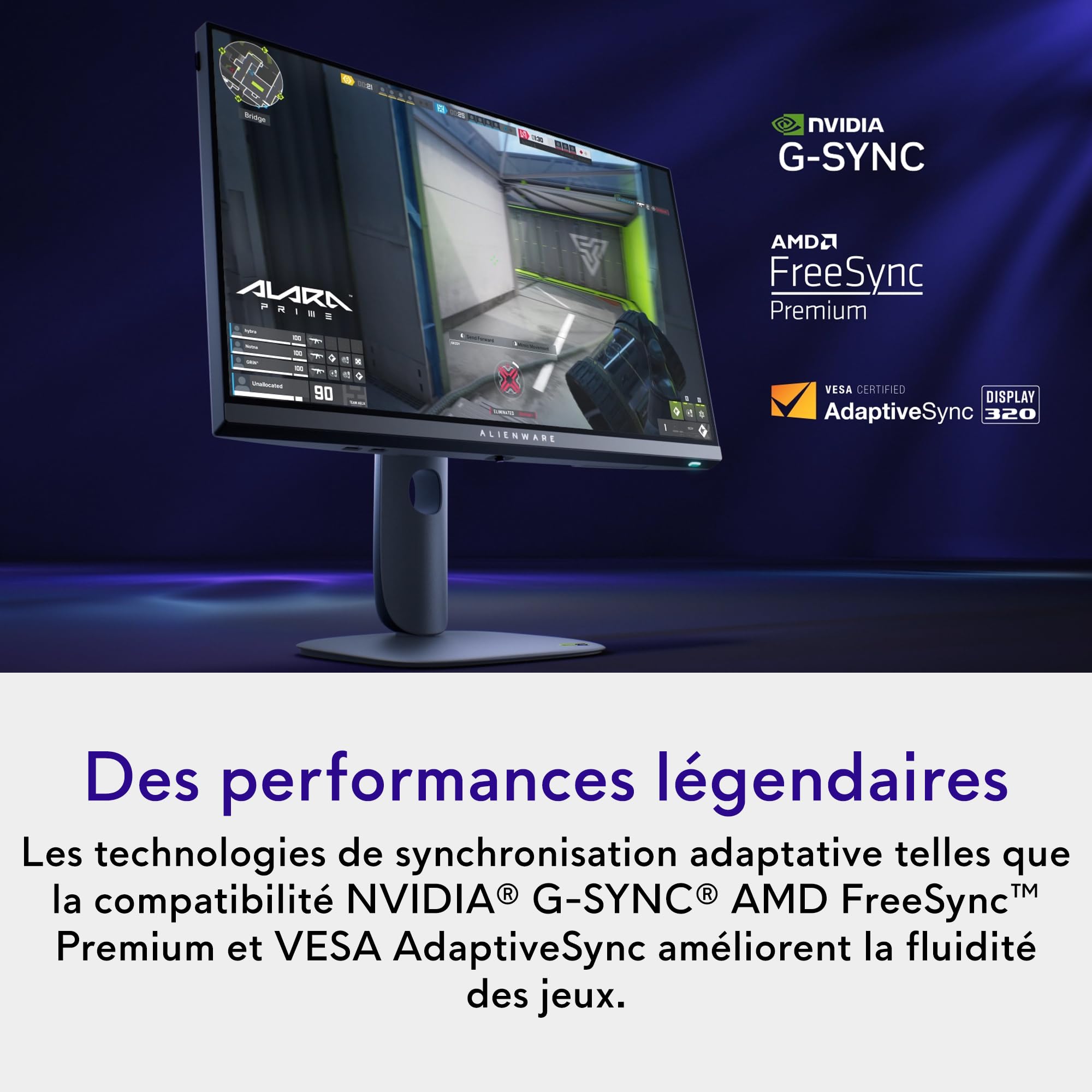 Alienware 25 Écran PC Gaming - AW2525HM, Full HD (1920x1080), 320Hz, Fast IPS, 0.5ms, Compatible NVIDIA G-Sync, AMD FreeSync Premium, DisplayPort, 2 HDMI, 3 USB, Garantie 3 Ans