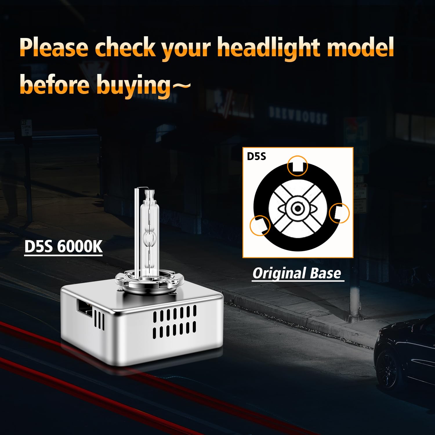D5S Xenon Lampada 6000K Luce Bianco Puro 35W OEM HID Faro, XENARC Originale D5S Upgrade 66540 12410C1 PK32d-7 Lampadine di Ricambio per Auto, 1 Pezzo