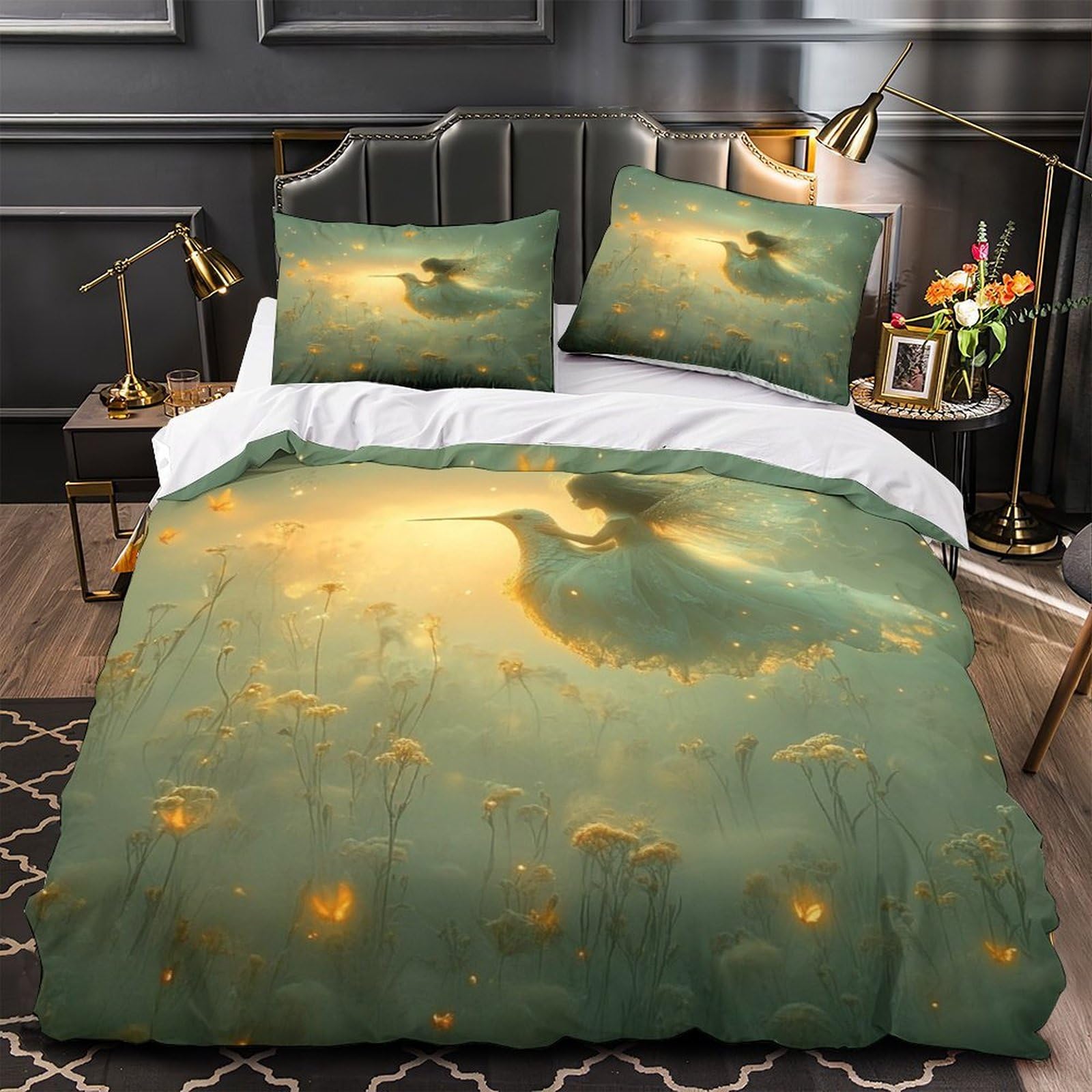 Parure de lit hypoallergénique fée 140x200 anti-acarien avec housse zippée douce
