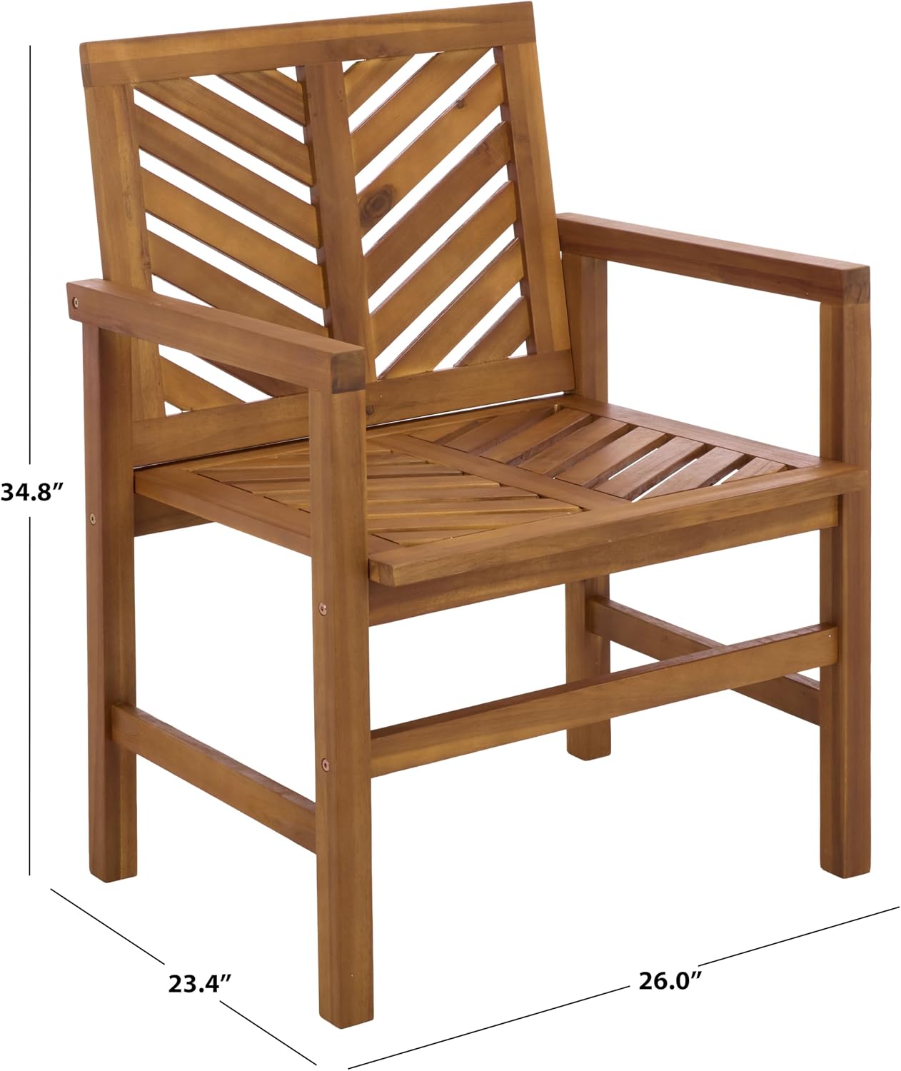 SAFAVIEH Outdoor - Mika Chair Set of 2 - Natural Solid Wood - Weather Resistant - Ideal for Patio, Deck, Backyard, 25.8" W x 23.35" D x 34.65" H (PAT7335A-SET2)