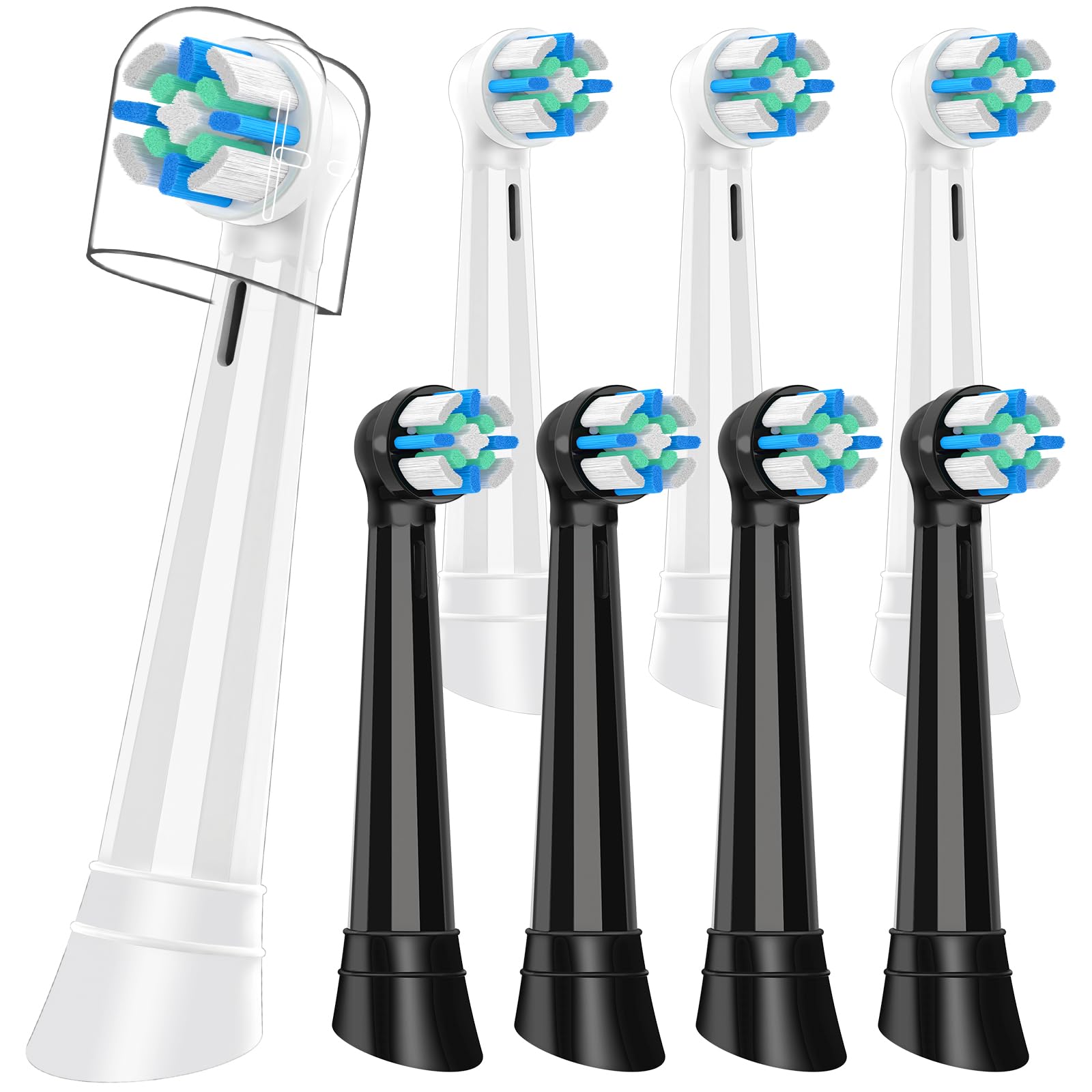 Photo 1 of 8 Pcs IO Replacement Heads Compatible with Oral B iO 2/3/4/5/6/7/8/9/10/Deep Clean Electric Toothbrush, Brush Heads Compatible with IO for Teeth Clean (Black/White)