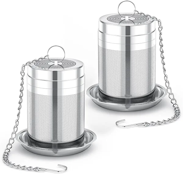 House Again 2 Pack Tea Infusers, Extra Fine Mesh Tea Strainers for Loose Tea, Updated Slim Threaded Lid & 304 Stainless Steel, Loose Leaf Tea Steeper for Brew Tea Spices & Seasonings
