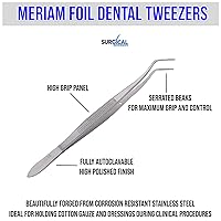 Vista 3 de SURGICAL ONLINE Meriam Foil Pinzas de algodón dentales Pico en ángulo dentado Alicates de apósito Pinzas de acero inoxidable Instrumentos dentales