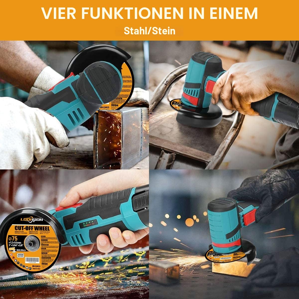 Mini Winkelschleifer Zubehör,76mm Trennscheiben,Fächerscheiben,Polierscheiben,für 12V Winkelschleifer, für Heimwerkerarbeiten