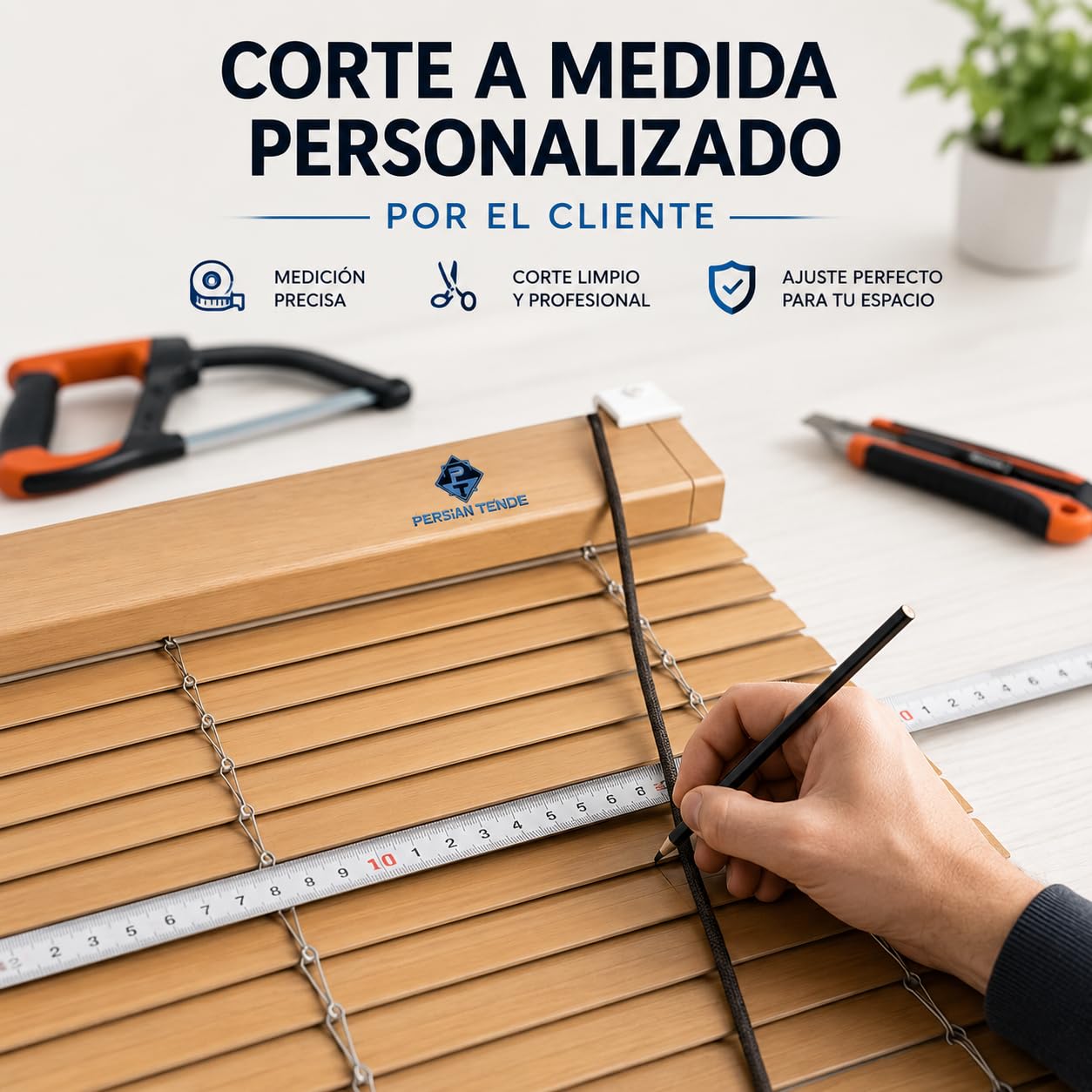 Persiana Alicantina enrolable Color Nogal de PVC a Medida | PERTONI TENDE (Ancho 80cm x 120cm Largo)