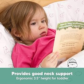 Toddler Pillow with Pillowcase - 13x18 My Little Dreamy Kids Travel Bed Pillows for Sleeping, Organic Cotton Small Pillowcase, Soft & Breathable, Machine Washable, Toddlers 2-5 (ABC Land Rose)