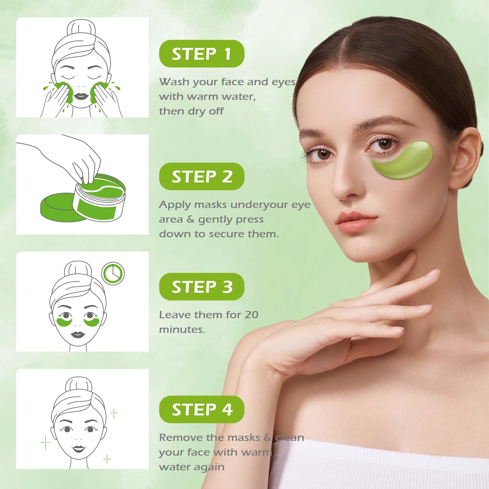 60 sztuk płatków pod oczy z serum z aloesu przeciwko sińcom, workom pod oczami, zmarszczkom, obrzękom i obrzmieniom, maski pod oczy przeciw starzeniu się z kwasem hialuronowym i kolagenem, chłodzące